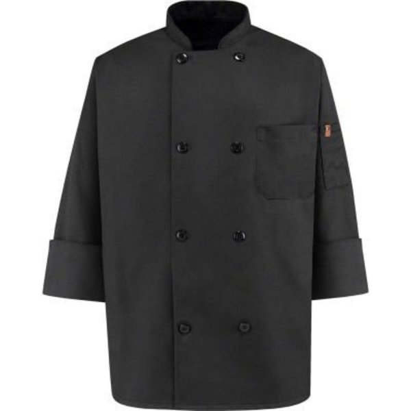 Vf Imagewear Chef Designs 8 Button-Front Chef Coat, Pearl Buttons, Black, Polyester/Cotton, 5XL KT76BKRG5XL